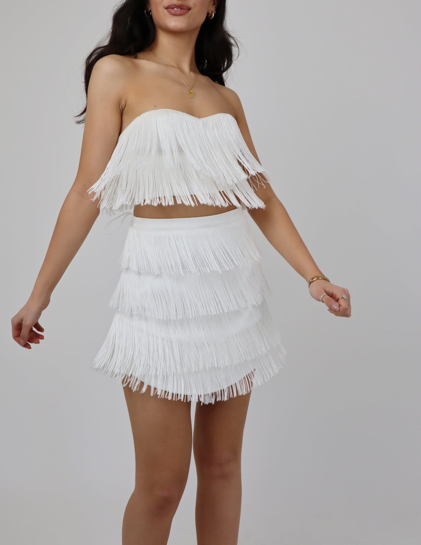 Twinty Tassel Mini Skirt | Ivory