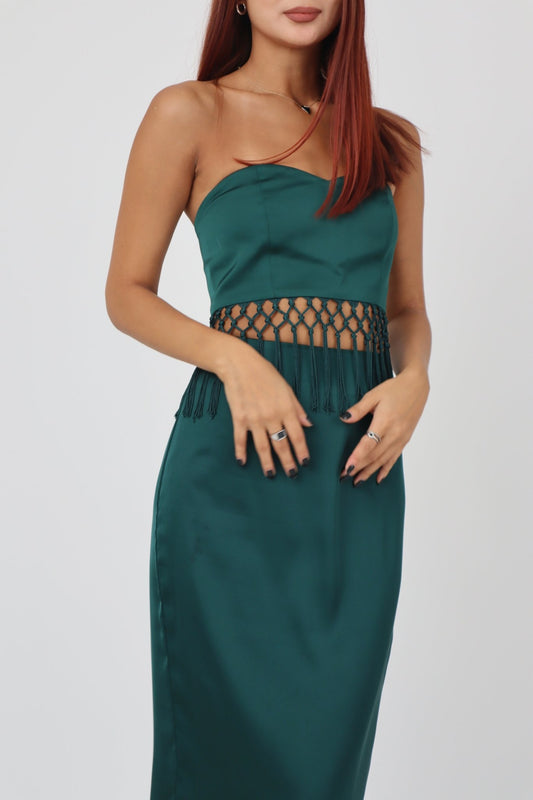 Twinty Macrame Midi Skirt | Green