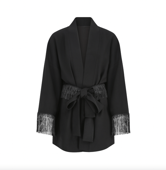 Twinty Tassel Kimono Dress | Black - Twinty London