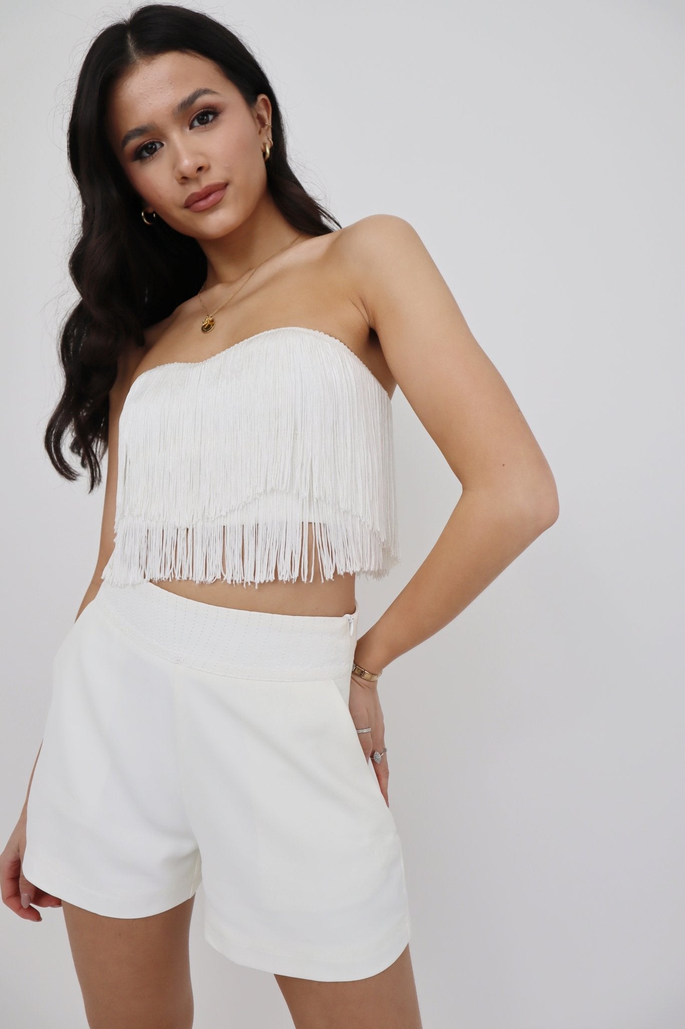 Twinty Tassel Bandeau Top | Ivory