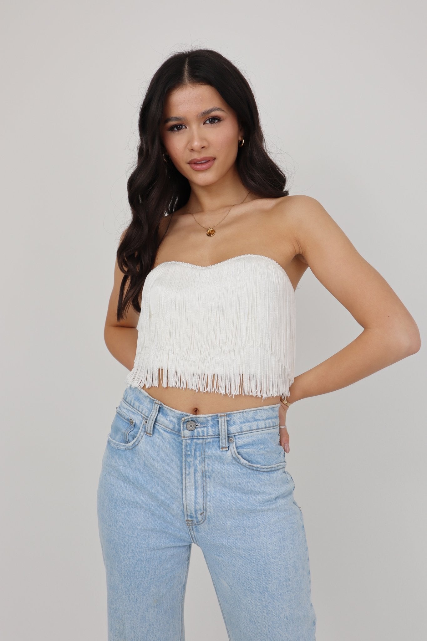 Twinty Tassel Bandeau Top | Ivory