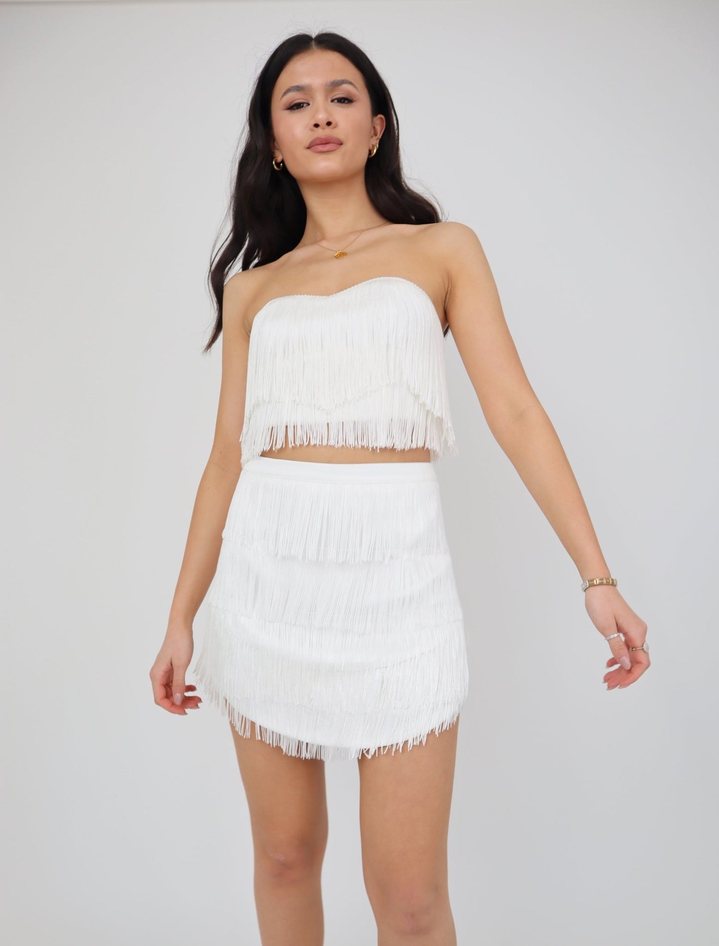 Twinty Tassel Mini Skirt | Ivory