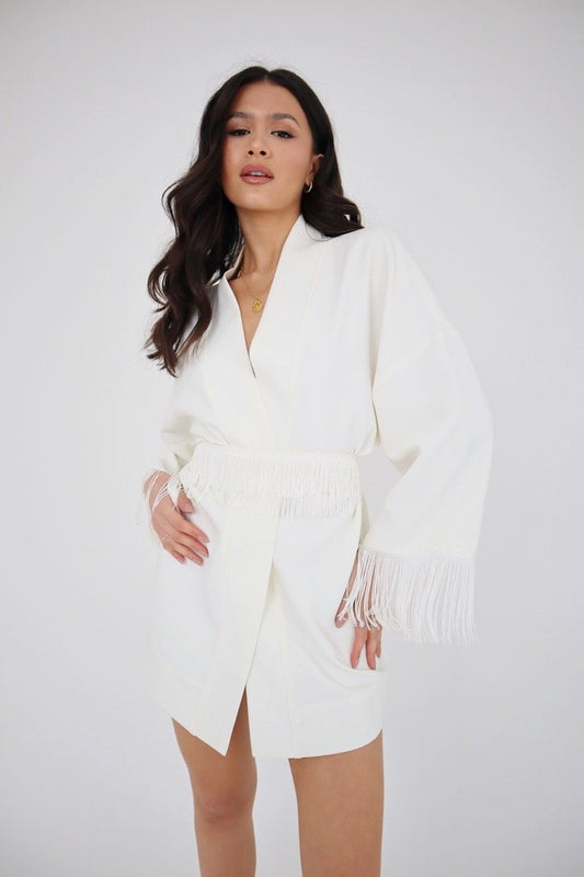 Twinty Tassel Kimono Dress | Ivory