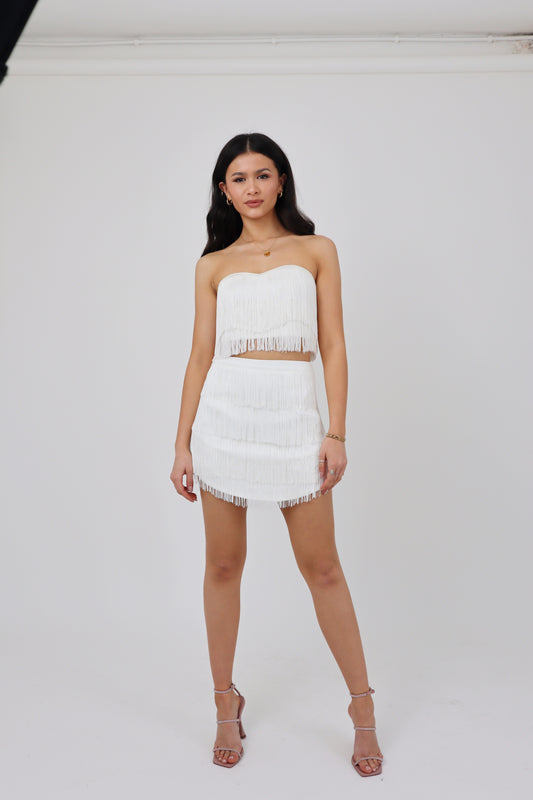 Twinty Tassel Mini Skirt | Ivory