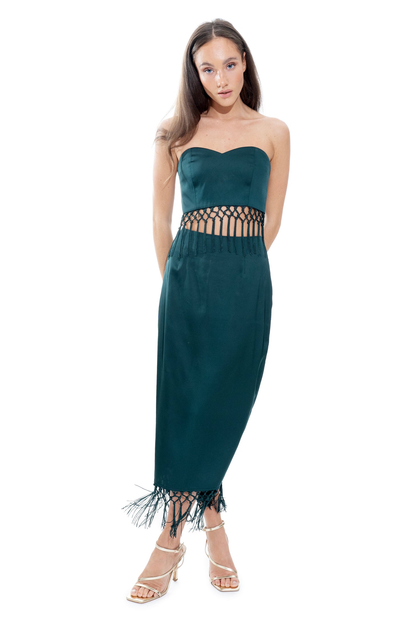 Twinty Macrame Cropped Top | Green